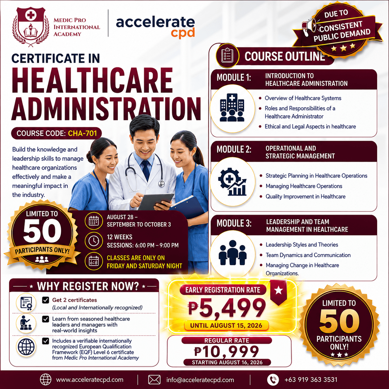 Certificate in Healthcare Administration International Course Code: CHA071
