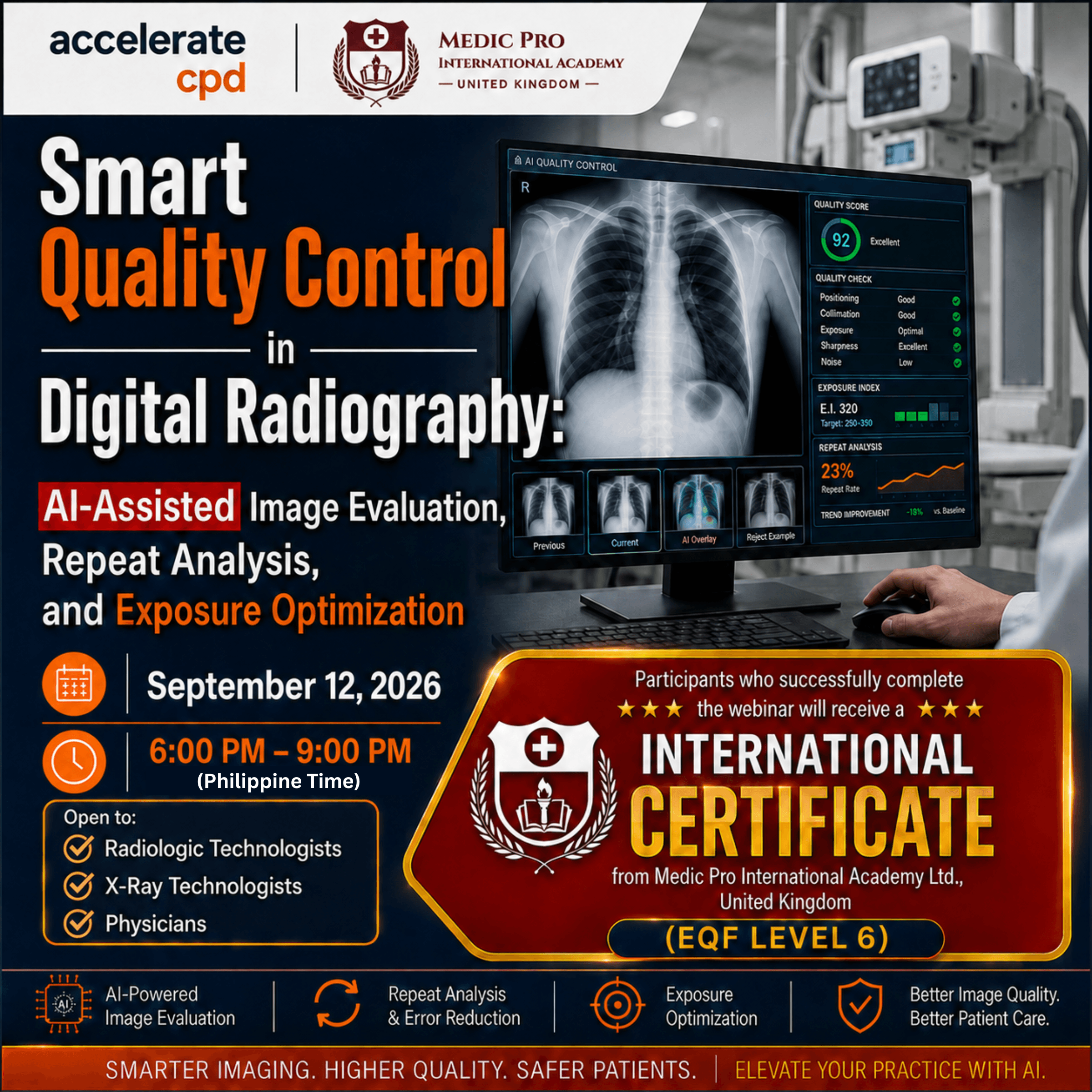 Smart Quality Control in Digital Radiography: AI-Assisted Image Evaluation, Repeat Analysis, and Exposure Optimization